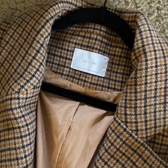 NWOT Oak + Fort Gingerbread Houndstooth Oversized Jacket Coat M - Picture 6 of 7